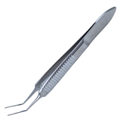 Precision Carlson Style DSEK Forcep Angled Shafts 11mm From Bend To Tips Delicate Smooth Straight Platform Style Tips With Stops Overall Length 3 3/8"  (86mm) 